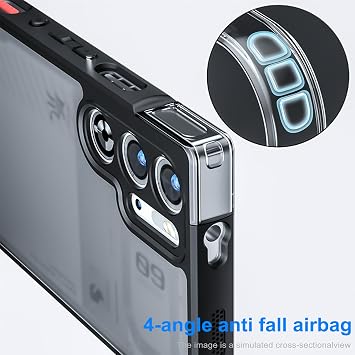Red Magic 10 Pro/10 Pro+/10S Pro/10S Pro+用ケース、カードホルダー磁気リング、ソフトTPUバンパー+マットPCバックミリタリーグレードエアバッグ、耐震落下保護強化フィルム1枚、ブラック