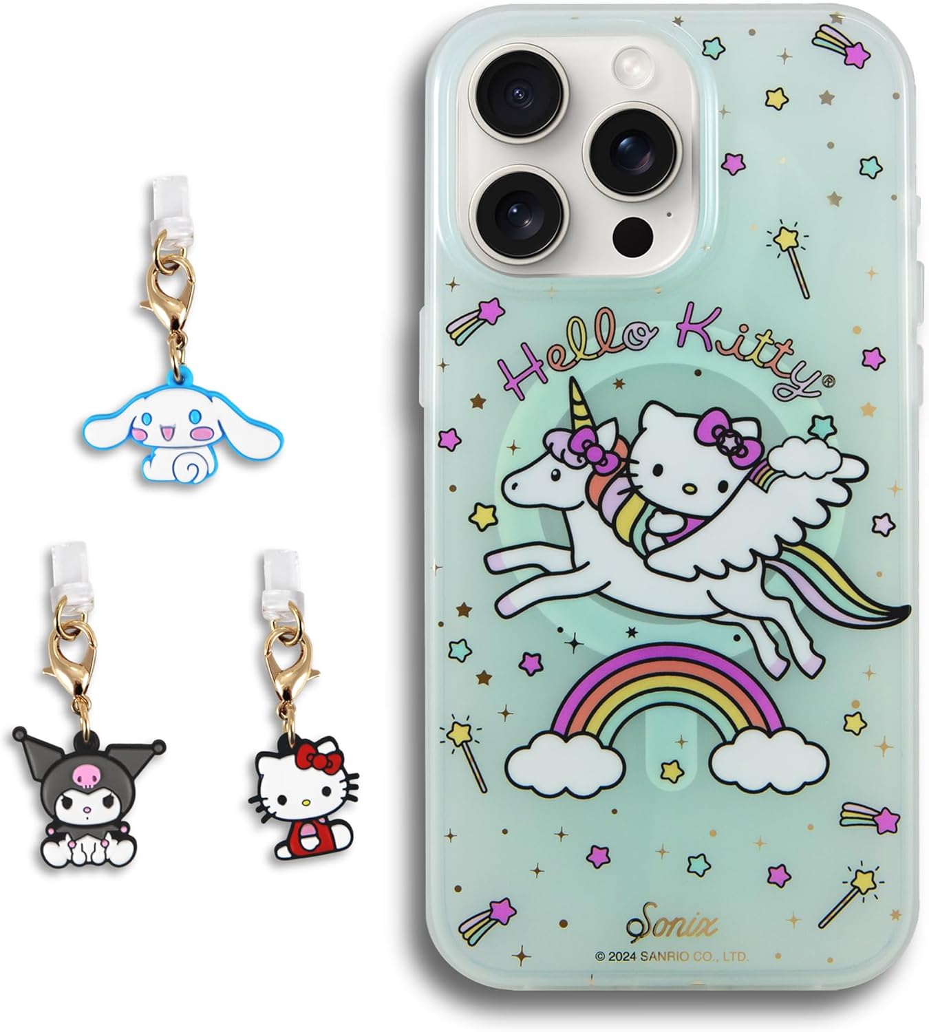 Sonix x Sanrio Case + Charging Port Charms (Hello Kitty, Cinnamoroll, Kuromi) for iPhone 15 Pro Max | Hello Kitty Unicorn