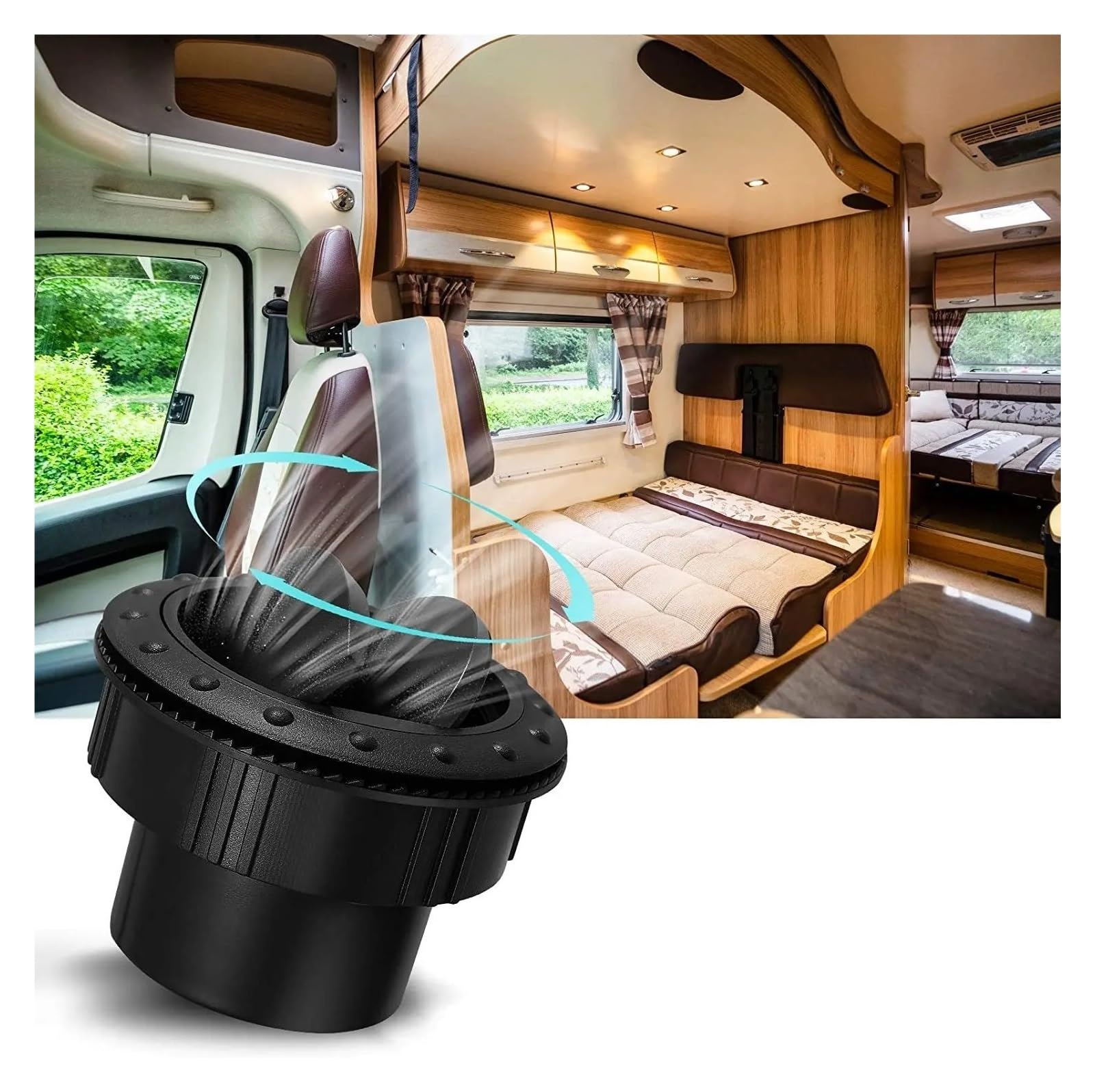 Griglia Ventilazione condizionata Deflettore sfiato per Uscita Aria condizionata Universale 65 mm Rotazione cruscotto Auto 255 Pollici Camper ATV A/C | Black