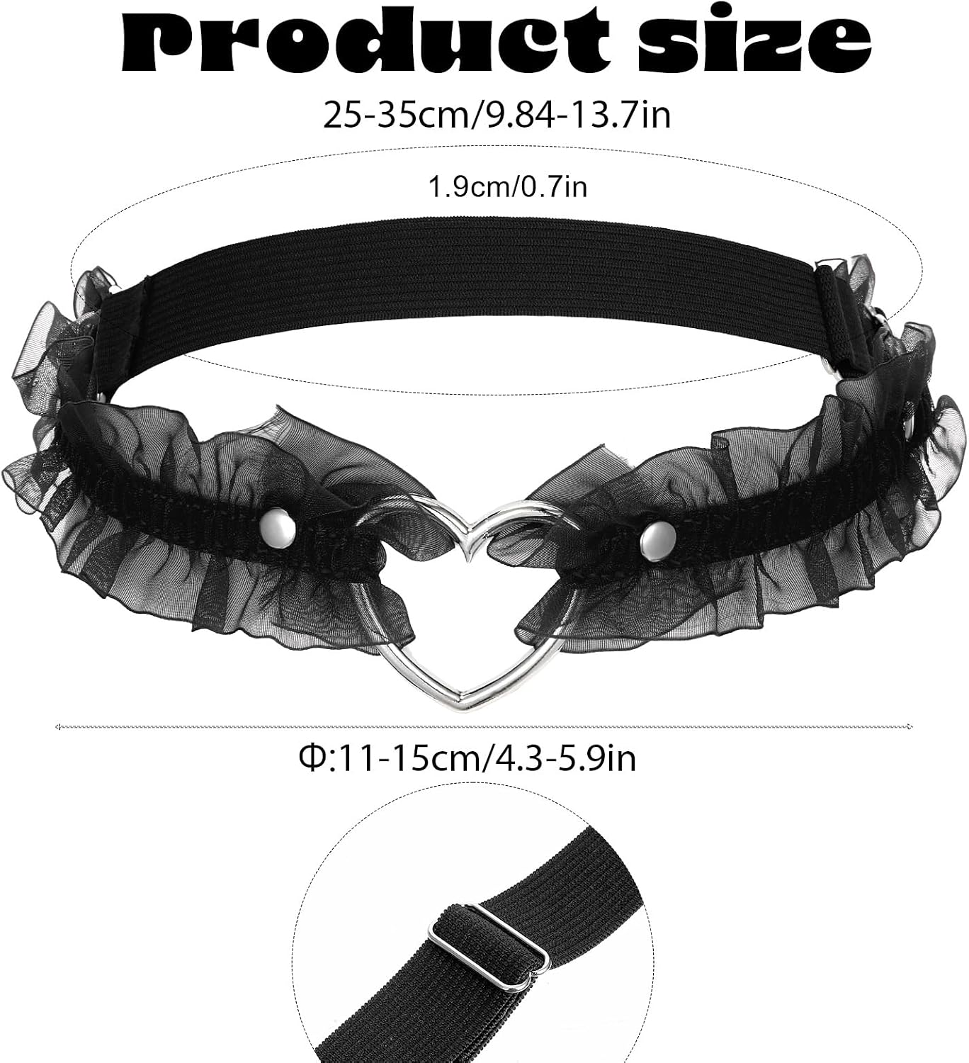2 PCS Lace Heart Thigh Garters, Elastic Leg Garters Belt for Women Parties Plus Size Garter Thigh Belt