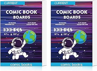 YSCare 200 Comic Book Boards, Current Size Comic Book Boards, Acid-Free Backing Board,Thick and Durable Books Board for Regular Comics Archival (White)