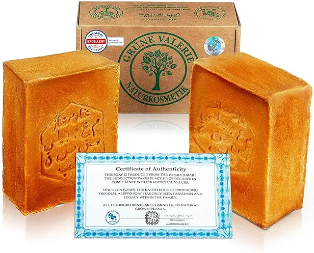 Aleppo Seife Set 2x200g mit 20%/80% Lorbeeröl/Olivenöl | 6 Jahre gereift | Dermatest 'Exzellent'