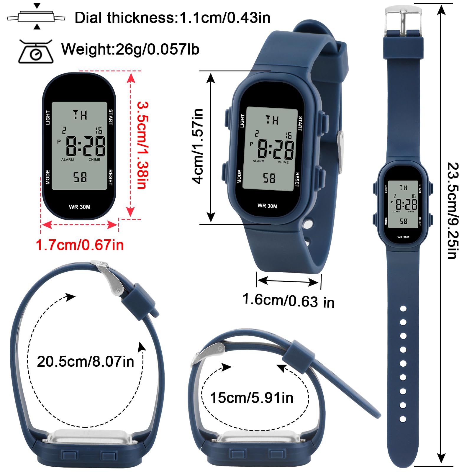 DTKID Reloj Digital para Niños y Niñas, Resistente al Agua hasta 30 M, Apto para Deportes y Actividades al Aire Libre, con Luz, Alarma y Función de Cronómetro