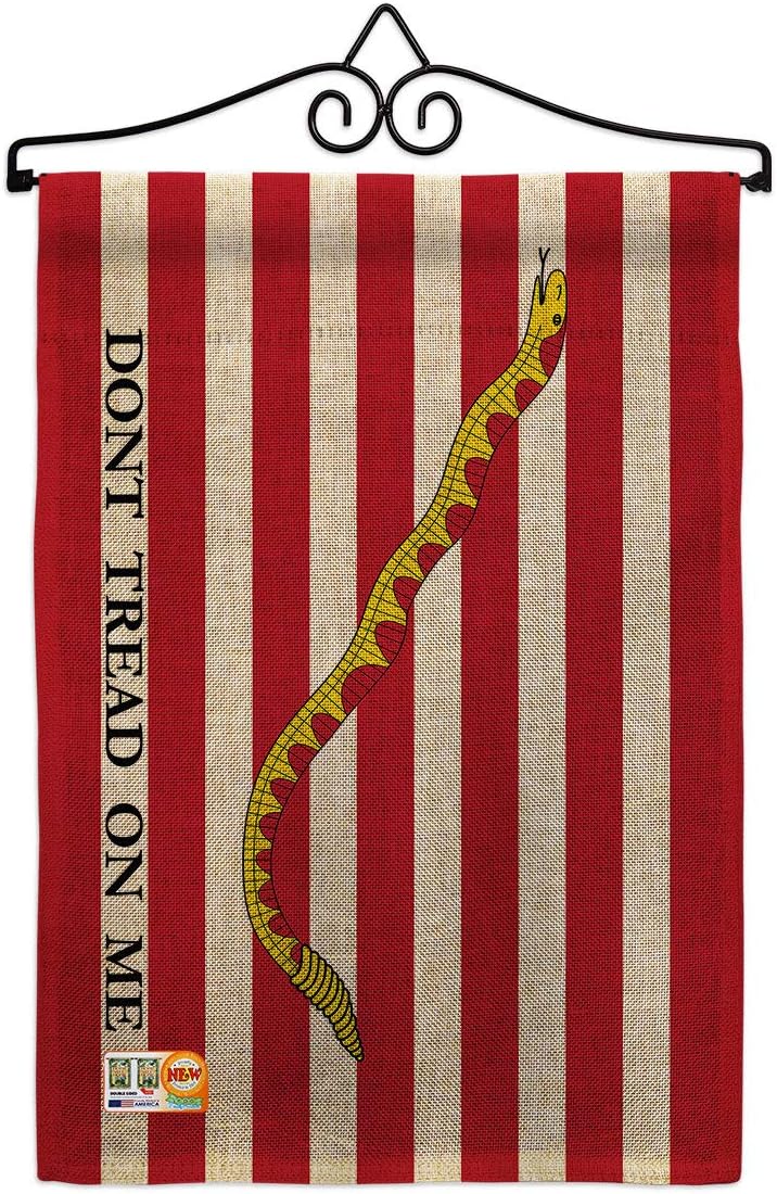 First Navy Jack Garden Flag Set Wood Dowel Americana US Historic July Memorial Veteran Independence United State American Small Decorative Gift Yard House Banner Double-Sided Made In USA 13 X 18.5
