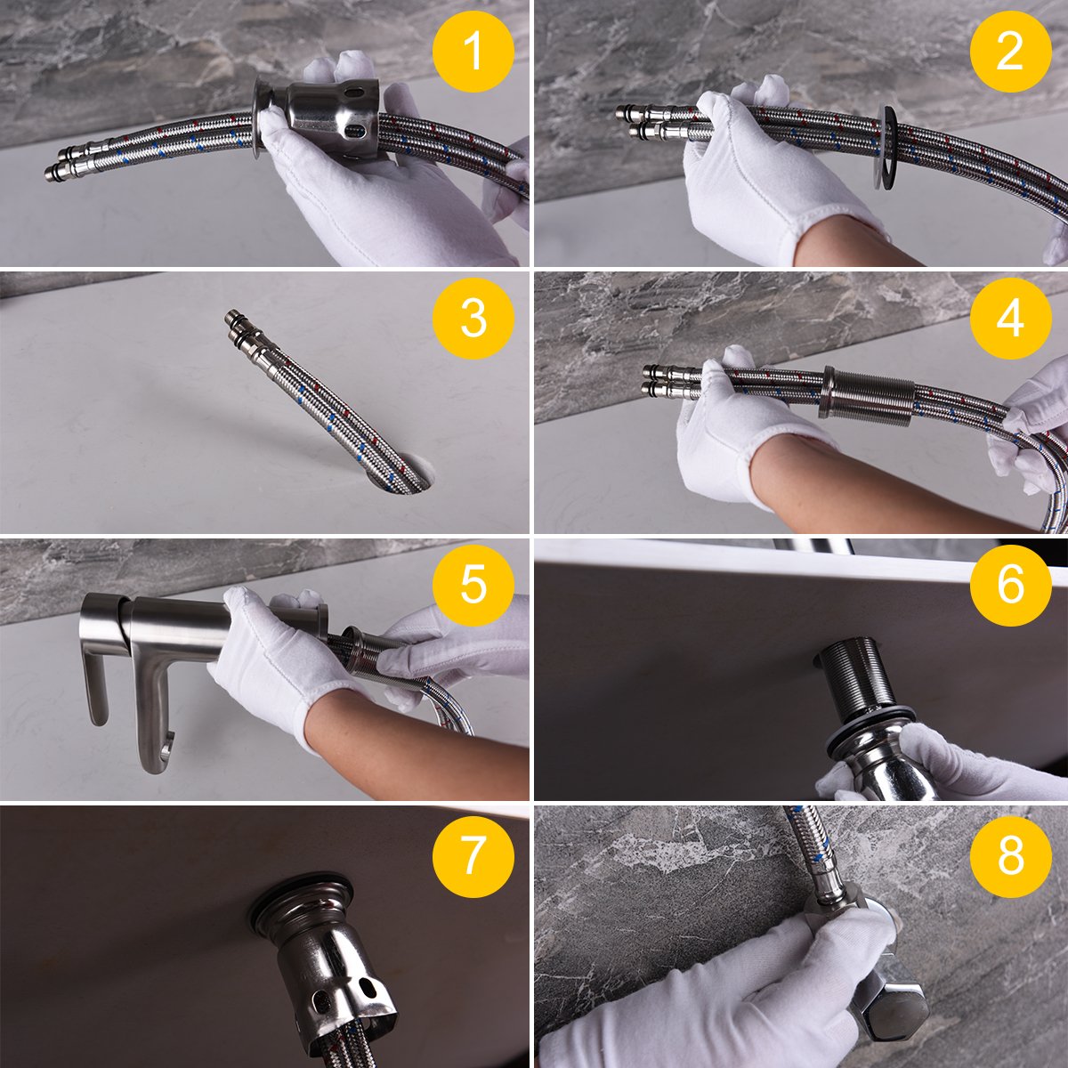 CIENCIA SUS304 calda e fredda G1 / 2"hoseTaps ingresso di compressione in acciaio inox per lavandino del bagno SNA621