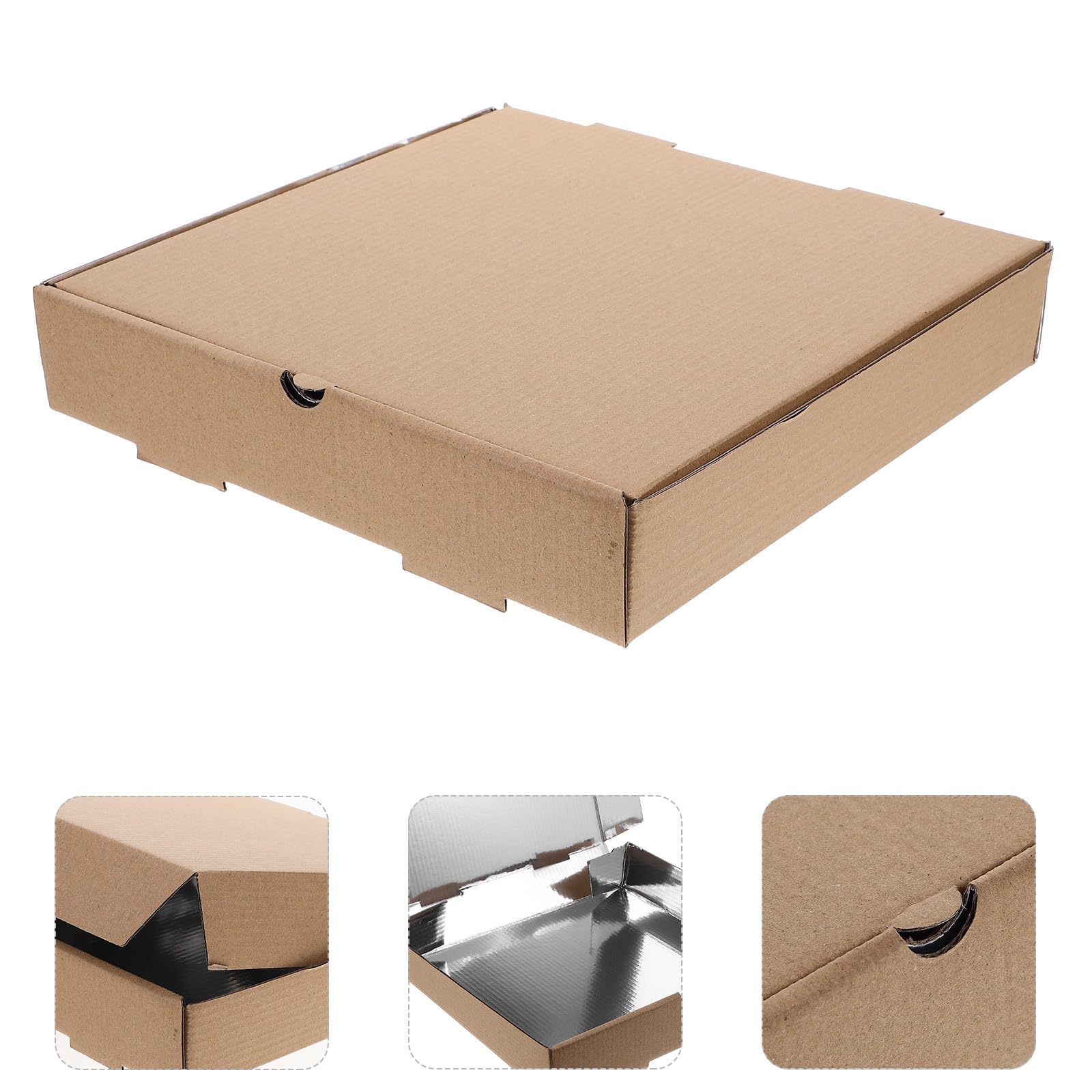 SHINEOFI Scatole per Pizza 10 Pezzi in Cartone Ondulato Rivestimento in Alluminio Contenitori per Asporto e Conservazione Alimentare per Ristoranti e Pizzerie