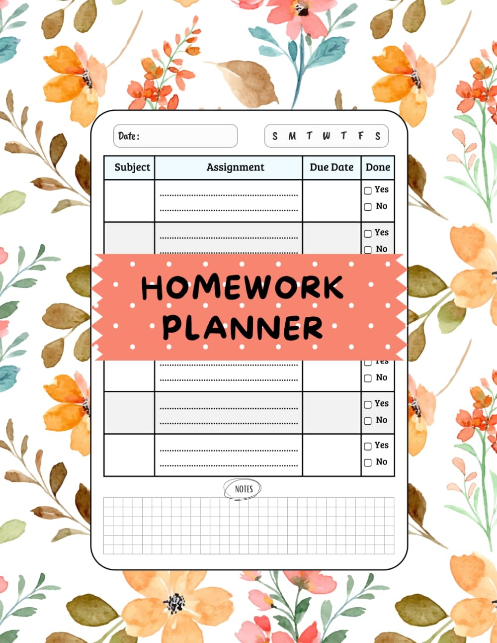 Homework Planner: Undated Assignment Tracker For College, middle & high School Students / Book/Notebook for Elementary / 110 Pages, Large 8.5" x 11"