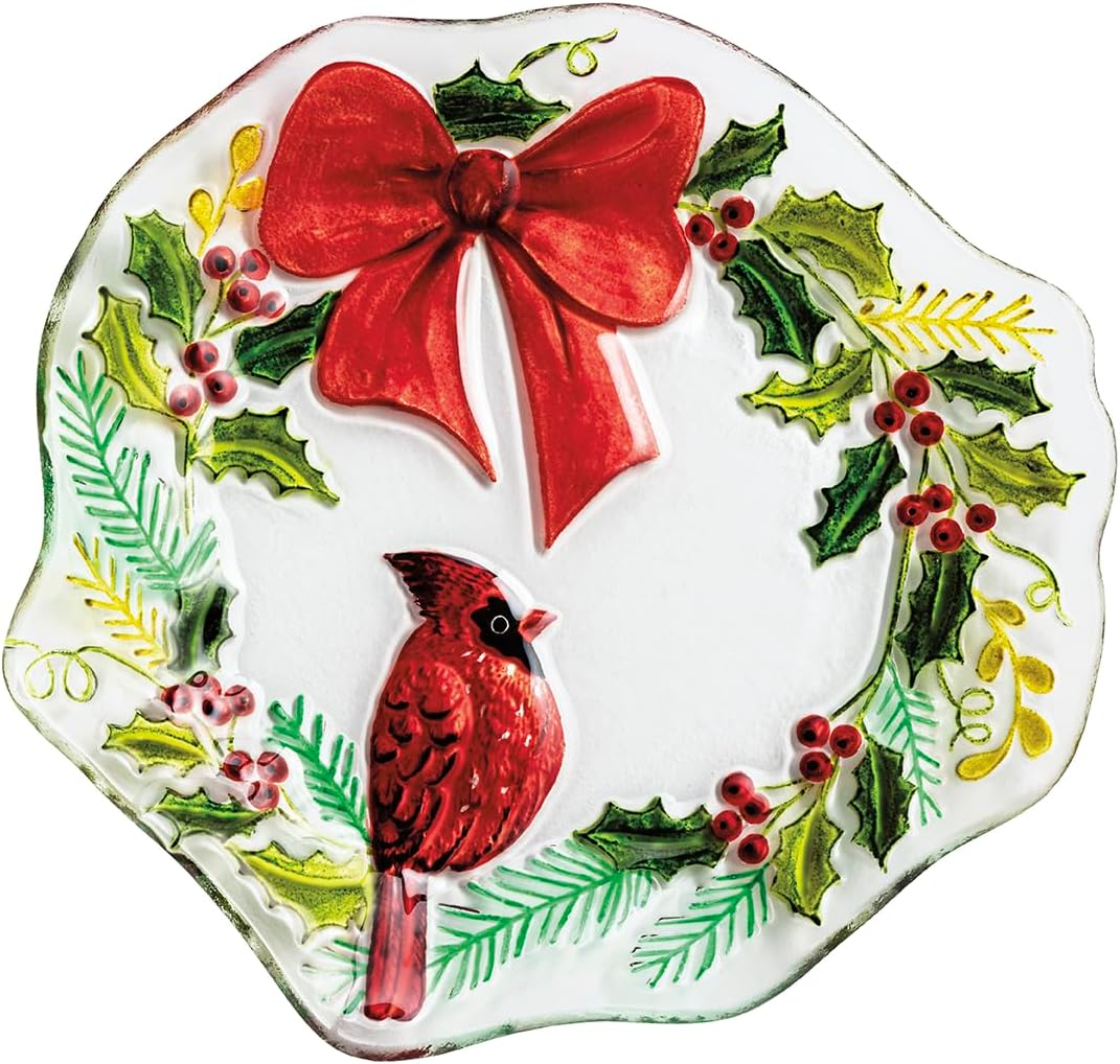 Mud Pie Christmas Cardinal Wreath Plate