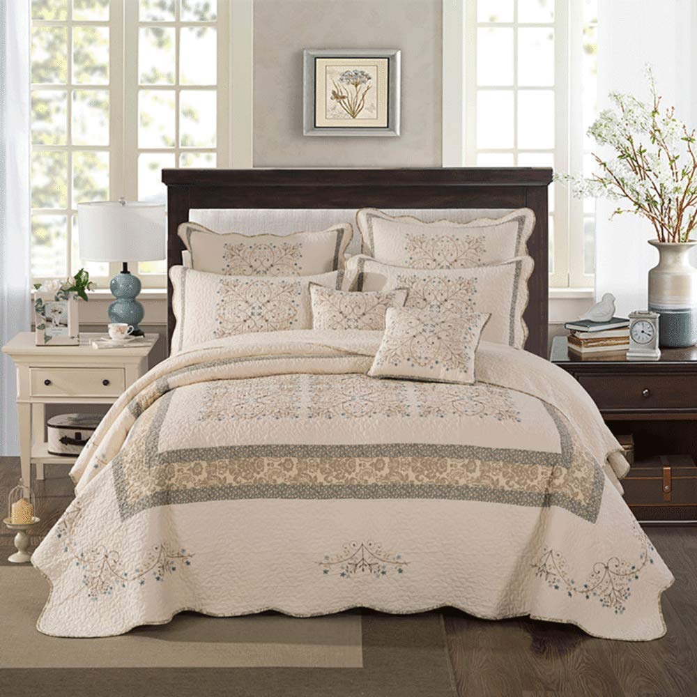 Couvre-lit matelassé en coton pour lit double et décoration de chambre