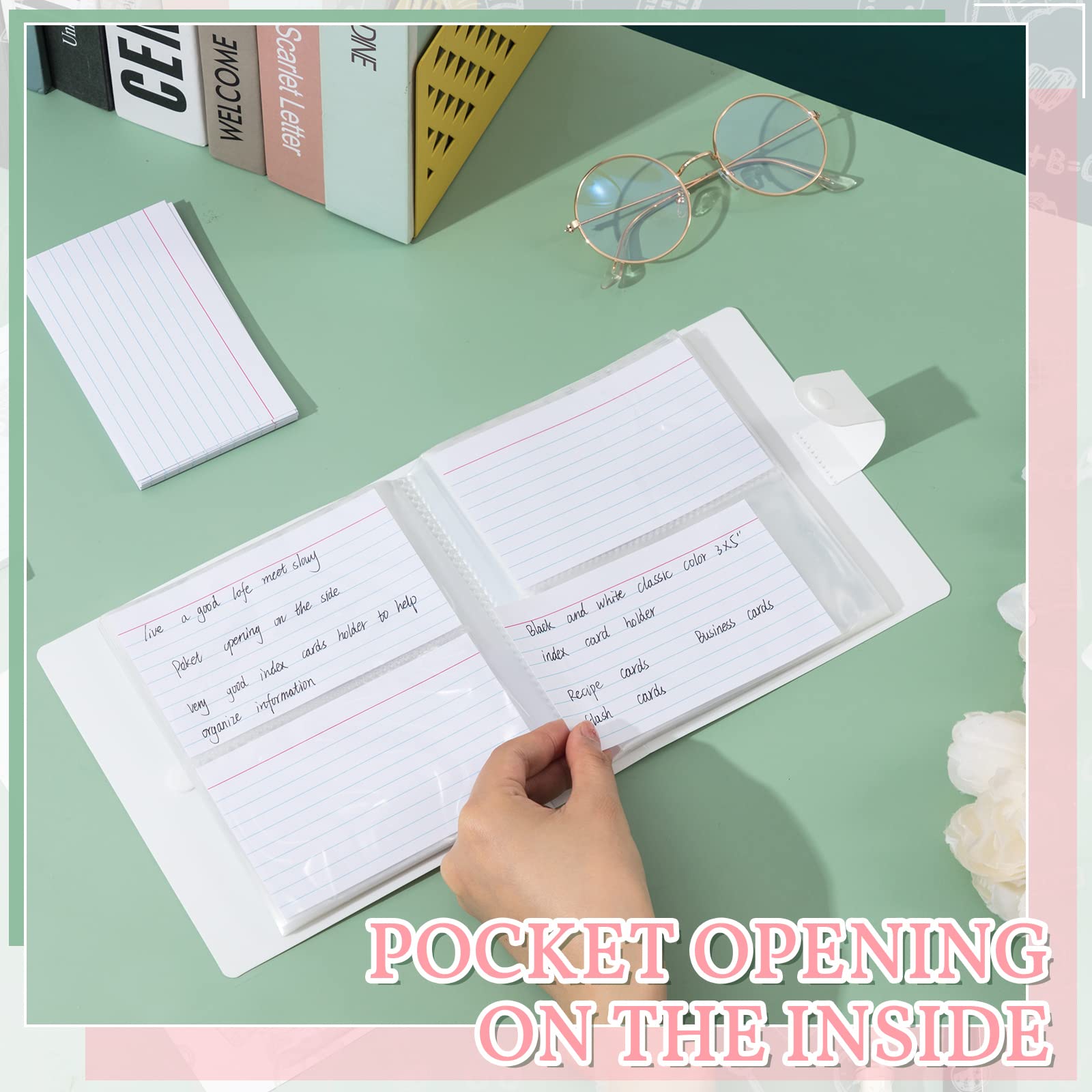 plastic sleeves for 3x5 index cards 3×5” card Binder organizer with pocket Sleeves, small organized folder recipes Flashcards,portable notecards case holder (2pcs colorful) : Office Products These protective pockets provide archival 30 Pack 3x5 Index Card