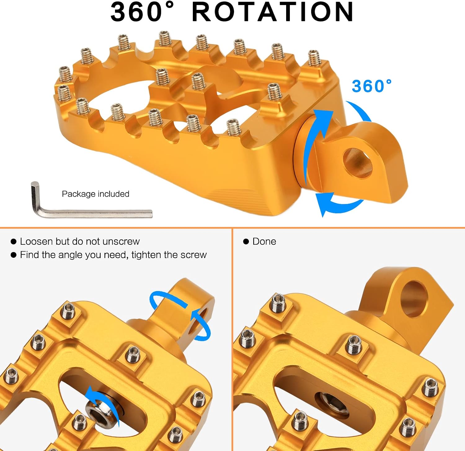 Motorcycle CNC Wide Fat Foot Pegs Rests Pedals 360° Roating MX Chopper Bobber Style Replacement for Harley Dyna Fatboy Sportster Iron 883
