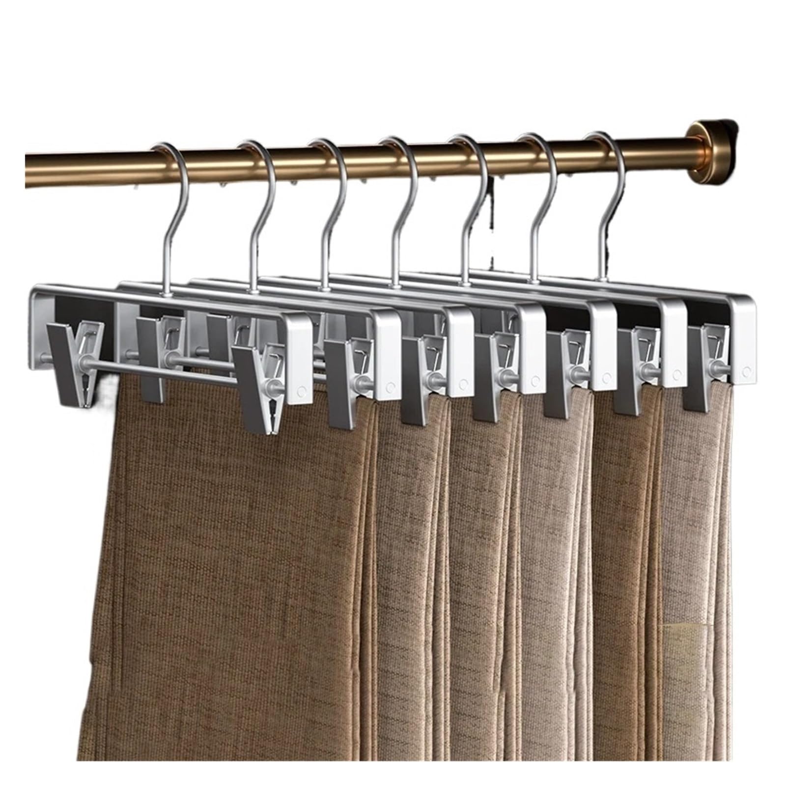 Coat Hangers Clothes Hanger Closet Organizer Pants Hanger,Metal Trousers Rack Skirt Underwear Towel Clip Drying Rack 5PCS ﻿(Color 1,10PC)