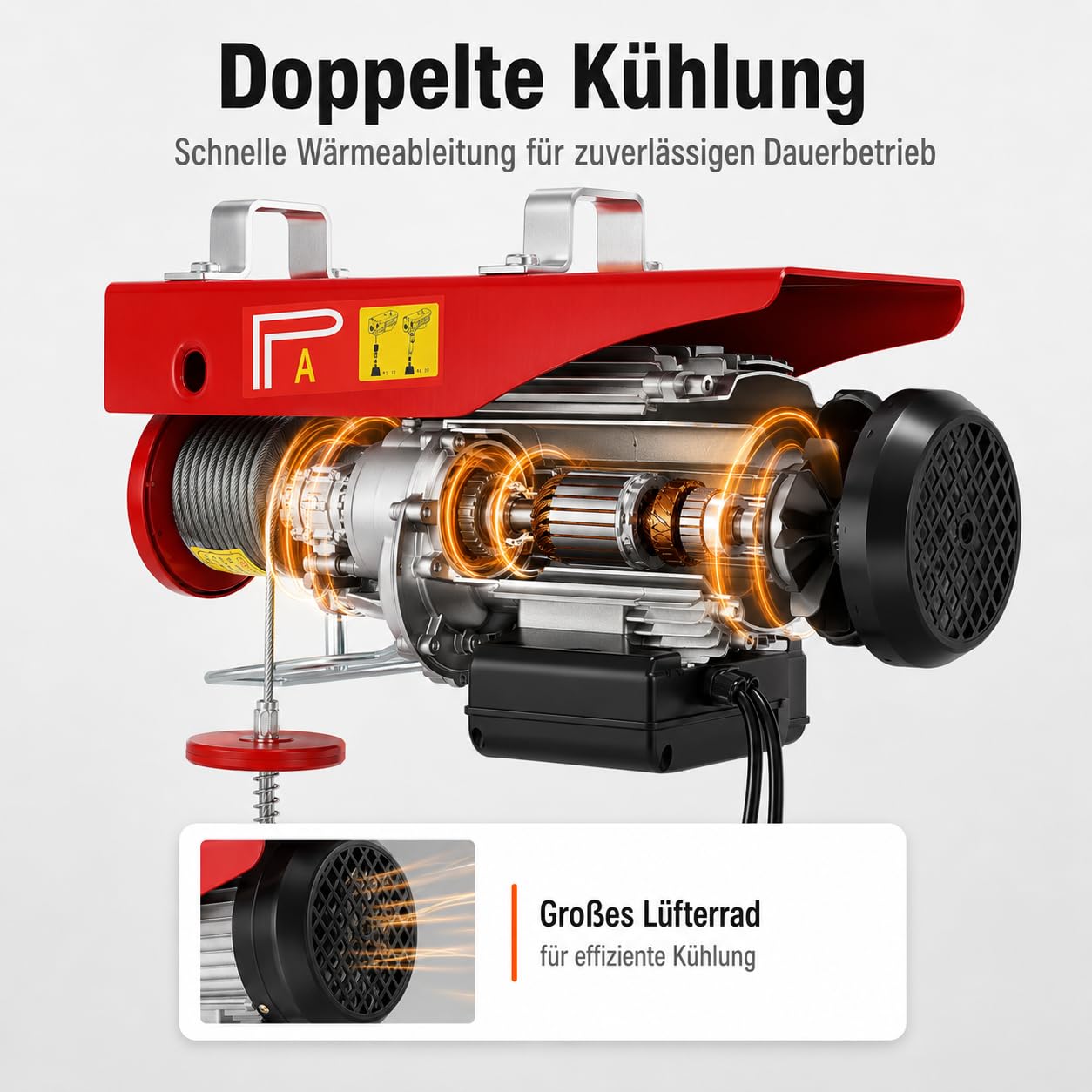 Elektrische Seilwinde 230V 800 kg Hubkraft 10 m Hubhöhe 1350-1450 W Motor mit Fernbedienung