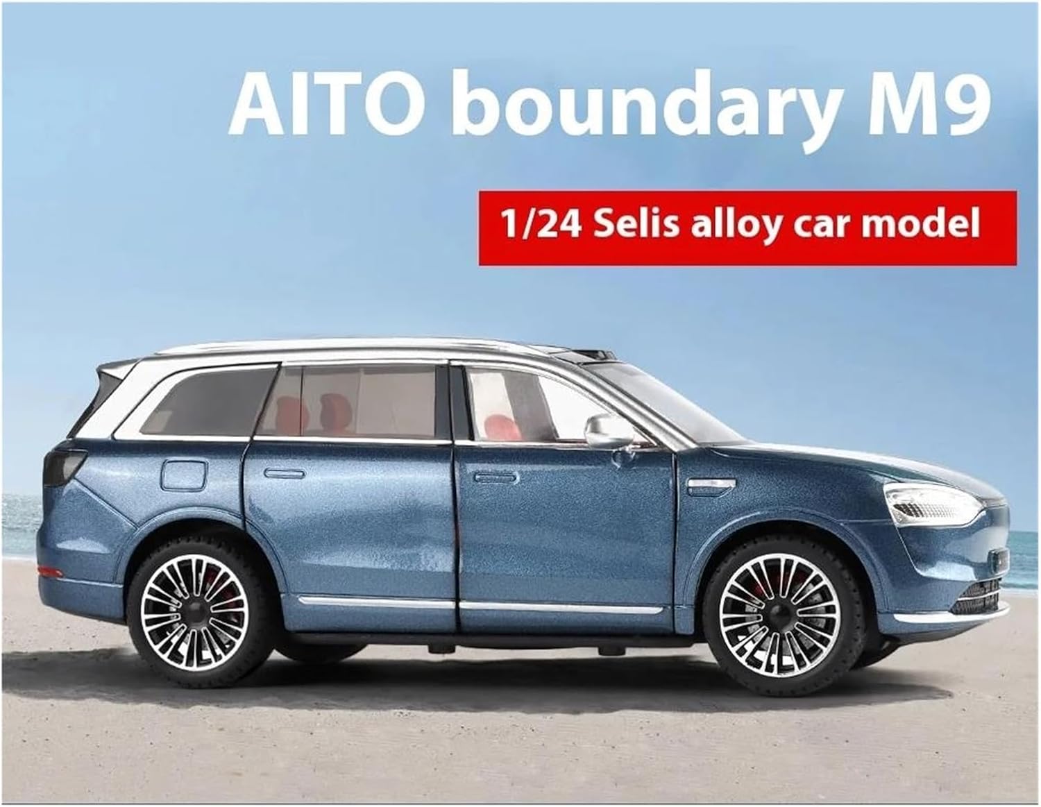 Decorative Car Model 1:24 for M9 SUV New Energy Vehicle Diecast Metal Alloy Scale Model Mantelpiece Decoration Perfect for Gifting(Blue)