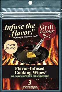 Grillicious | Flavor Infused Cooking Wipes | 1 Pack of 3 Flavor Enhancer Cooking Surface Wipes | Cooking & Grilling Accessories (Hearty Hickory)