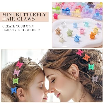 128Pcs 0.6In Mini Butterfly Hair Claw Clips for Toddler Baby Girl, Colorful