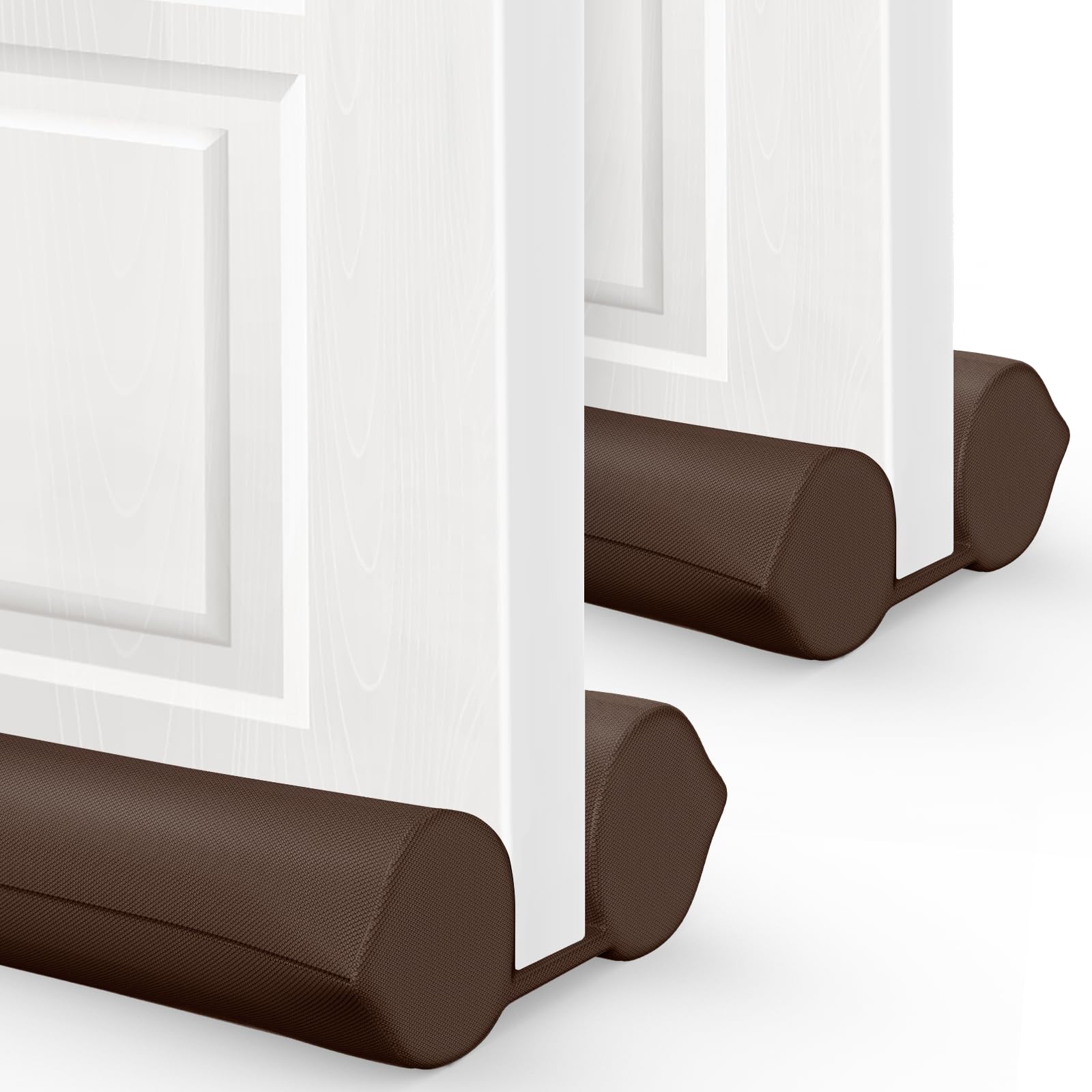View 1 of 2 Pack Under Door Draft Stopper - Bottom Door Gap Filler & Seal - Fits 30” to 36” Door, Block Cold Air, Noise, Sound, Wind, Bugs, Easy to Install, Double Side Block, No Adhesive, Brown