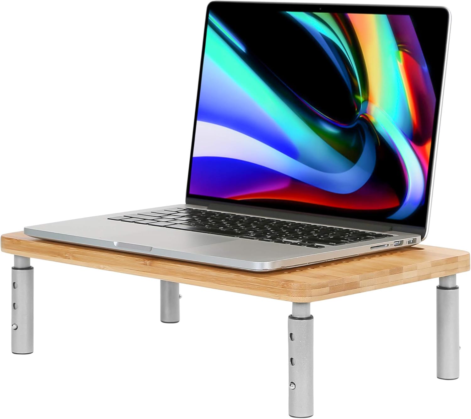 Uр Tо 40% оƒƒ Husky Mounts Monitor Riser Laptop Stand, Adjustable Legs, Stackable, 15.75 x 9.25 x 6 Max Height, Bamboo and Brushed Steel, Set of 2