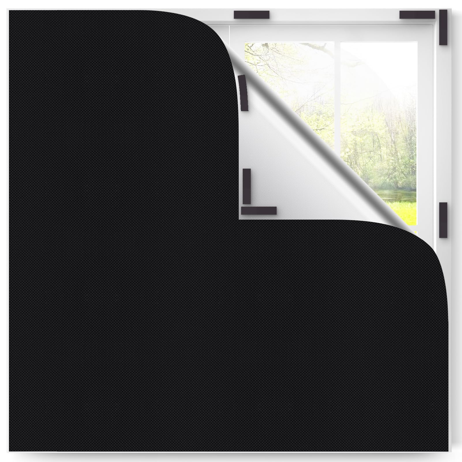 Inwee Blackout Blind Stick On, 300x145cm No Drilling Blackout Curtain for Window Fits Any Size Shape Window