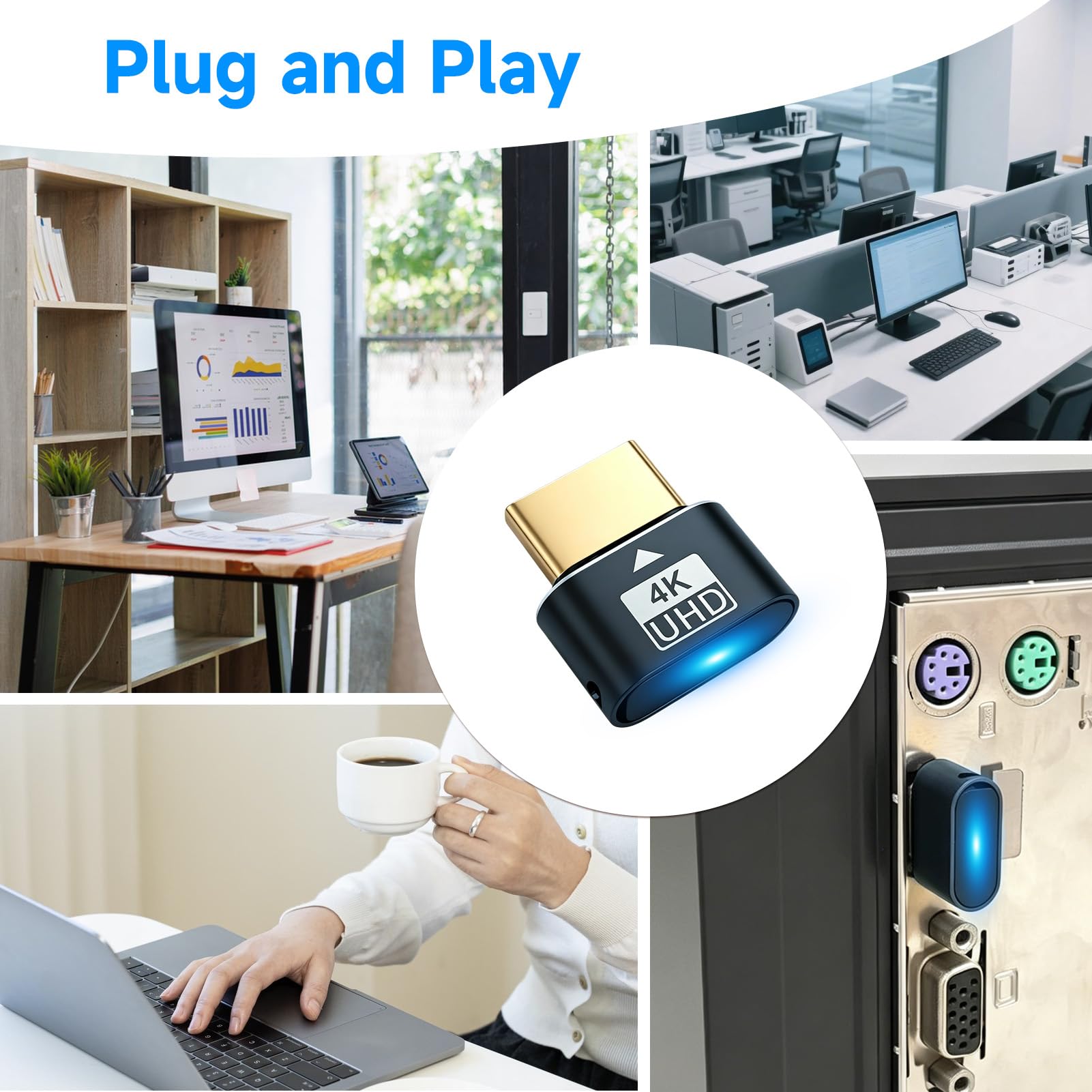 Lot de 3 HDMI Dummy Plug 4K@60Hz, Émulateur d'Affichage Virtuel pour PC, Serveur, Minage GPU