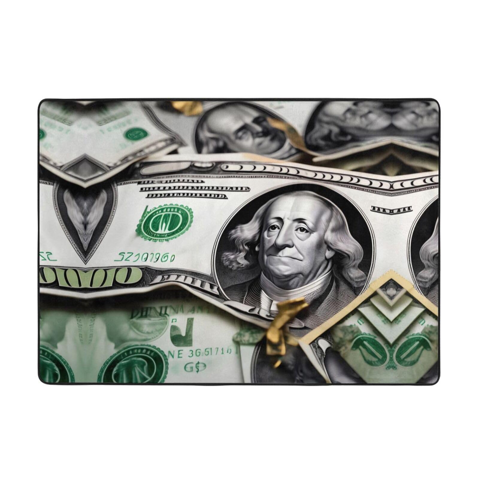Tapis de sol en flanelle billets de banque 203x147 cm pour decoration de chambre et grand bureau