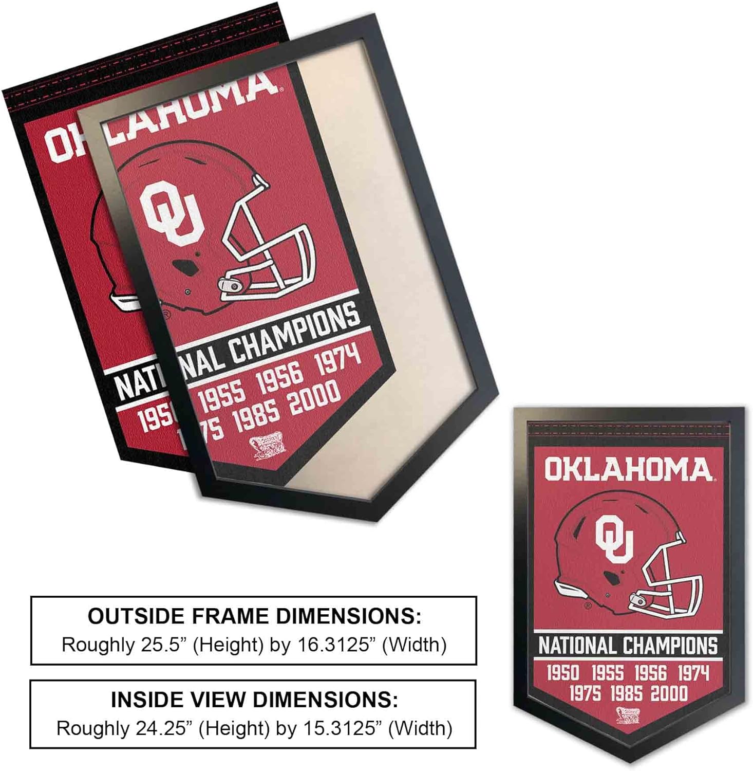 College Flags & Banners Co. Oklahoma Sooners Football National Champions Banner and Wood Banner Frame