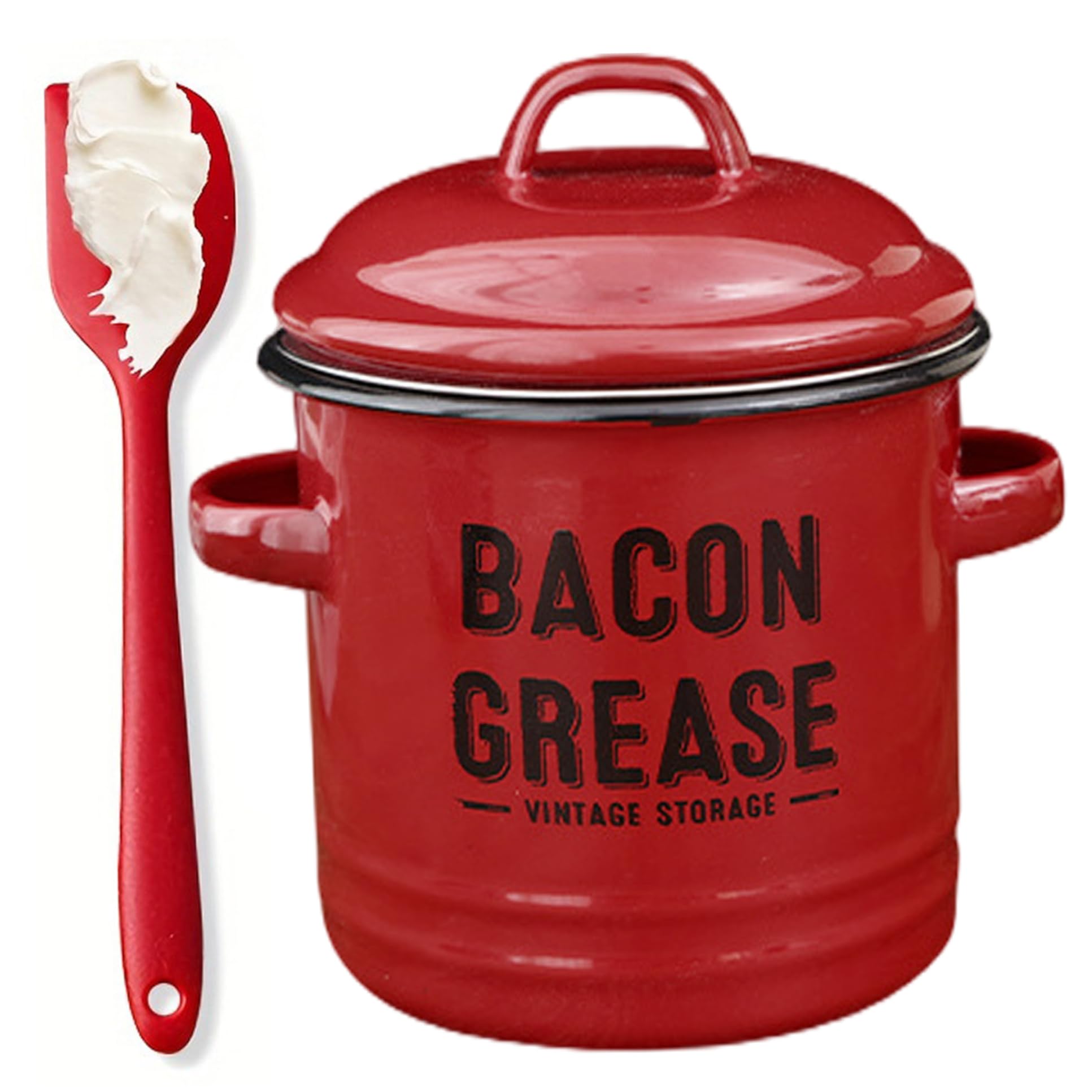 Passoire à graisse de bacon rouge pour comptoir cuisine organisé et conservation au frais
