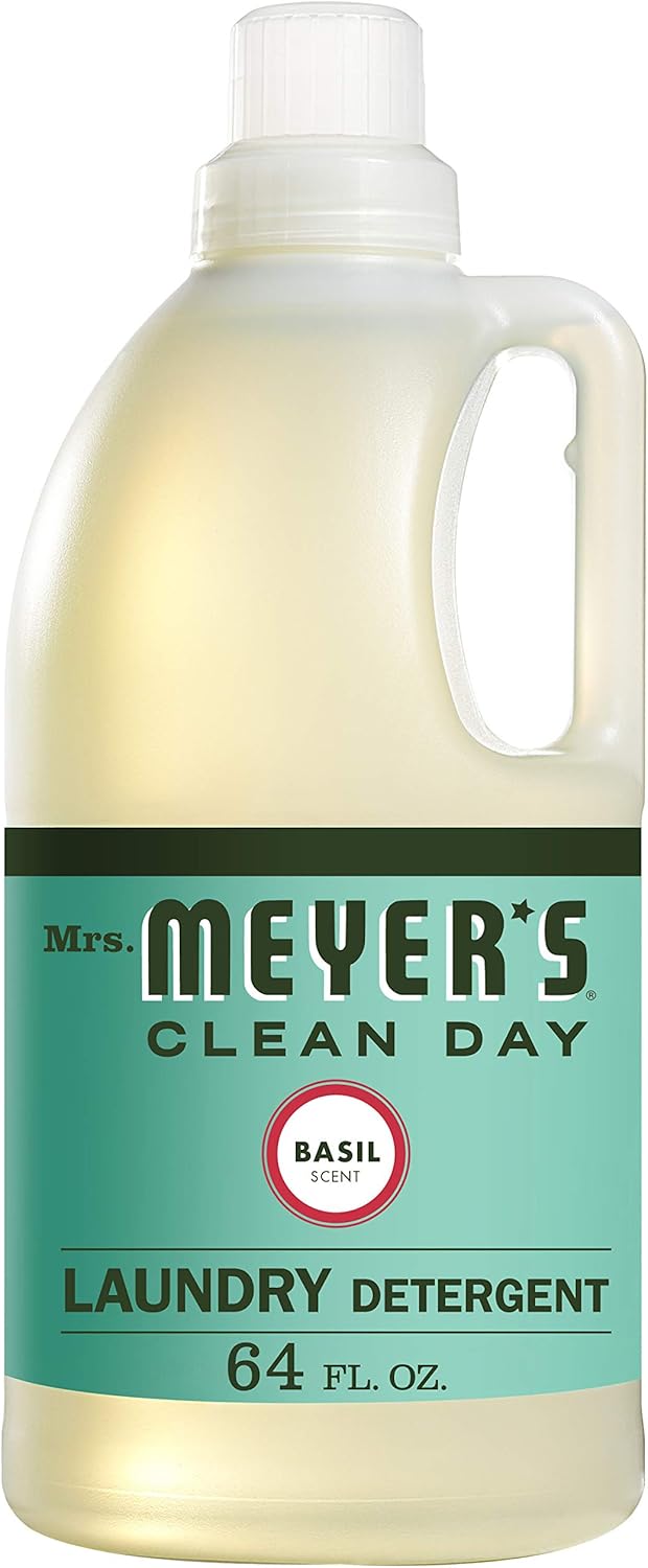 MRS. MEYER'S CLEAN DAY Liquid Laundry Detergent, Biodegradable Formula Infused with Essential Oils, Basil, 64 oz (64 Loads)