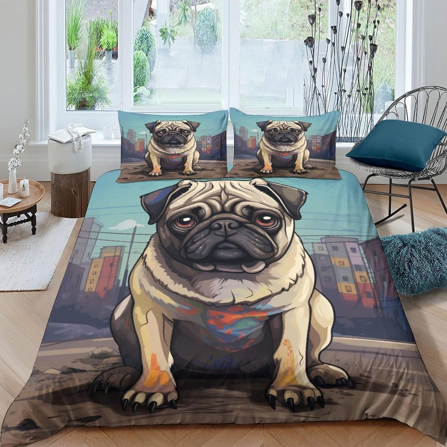 Housse de couette chien 200x200 parure de lit microfibre lit double imprimé 3D enfant adulte