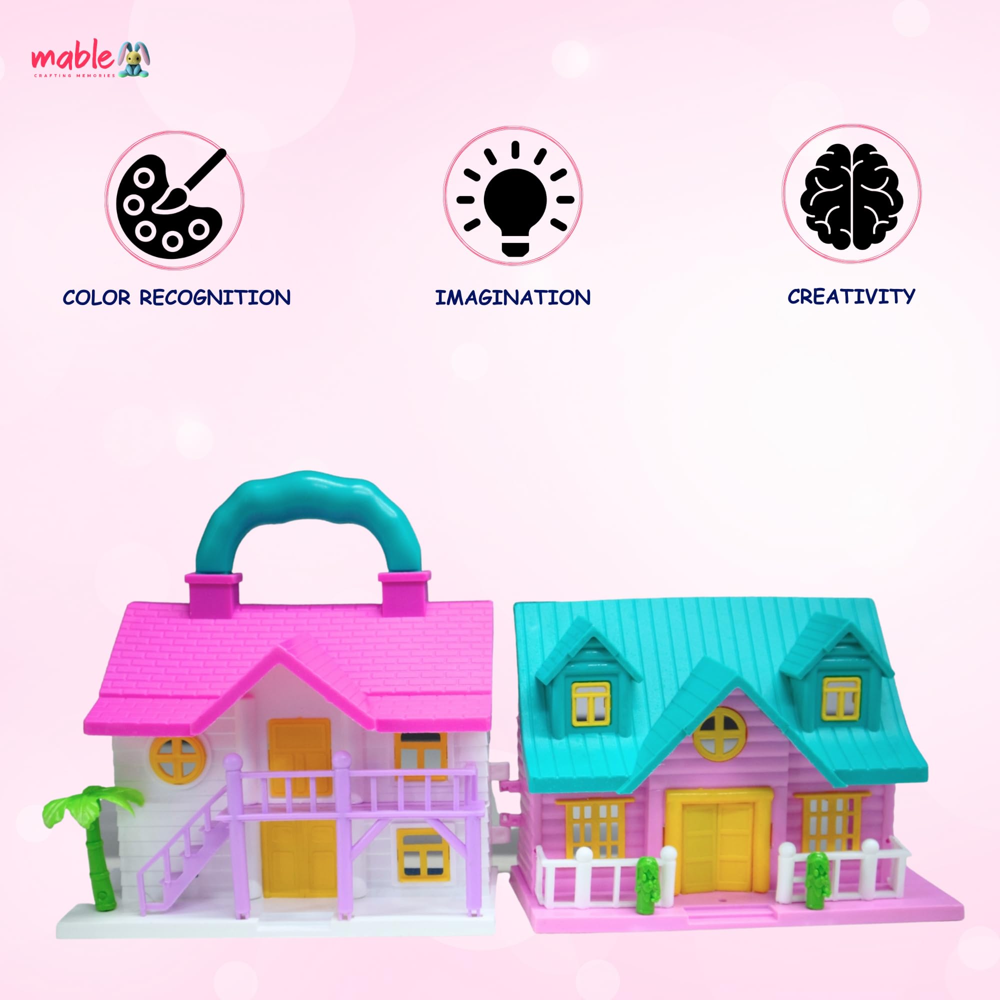 MABLE Girls Big Size Pretty Doll House Playset for Kids, Beautiful Two Room Set, Furniture, and Openable Doors for Kid Girls | Stunning Design for Indoor & Outdoor Fun for Children 2
