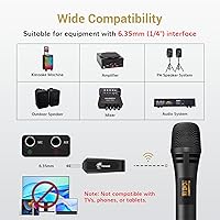 Vista 4 de TONOR Wireless Microphones, UHF Dual Karaoke Microphone System, Microfonos Inalambricos with Rechargeable Receiver, Cordless Dynamic Mic Micro Kit
