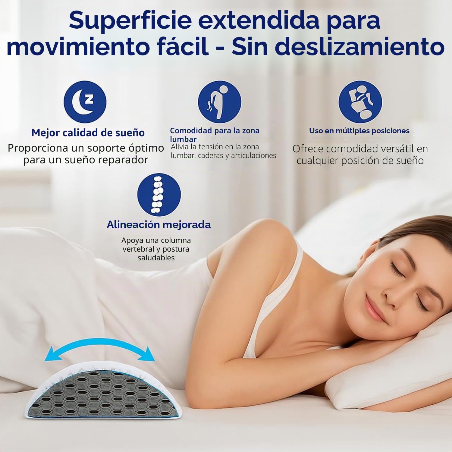 Almohada piernas Dormir,Almohada para Piernas,Cojín para Dormir de Lado,Cojín ergonómico Fabricado con Espuma viscoelástica con Memoria, Transpirable y Lavable a máquina. (Blanco Azul 1)
