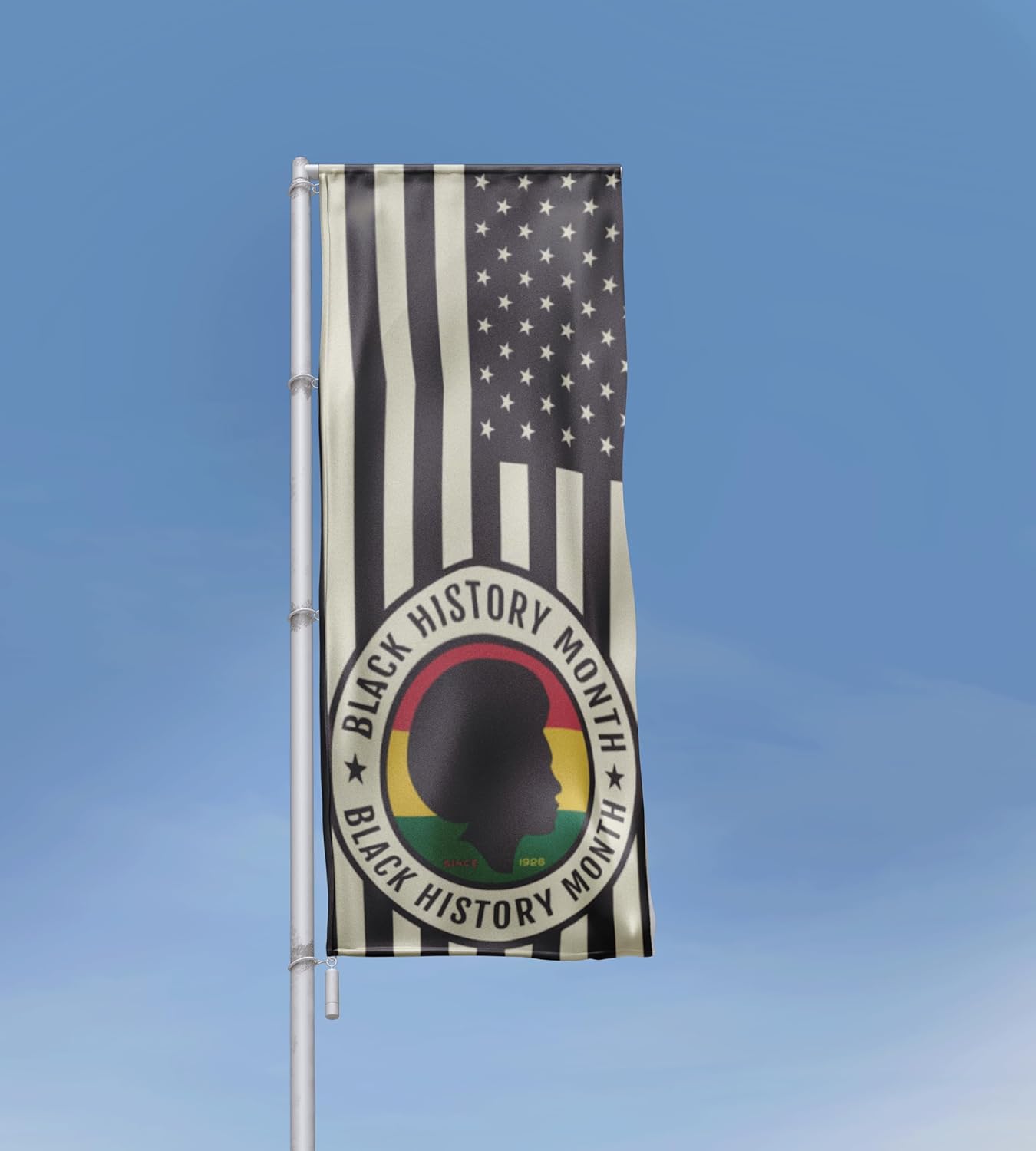 History Month Decorations: History Month Pole Banner, 3 Inch hemmed pole pockets and grommets (American Flag, 24x36 Inches)
