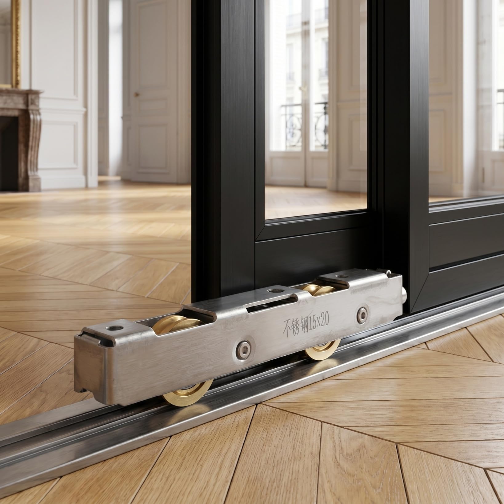 Roulette de Porte Coulissante en Acier Inoxydable Roulement Double en Cuivre pour Baie Vitrée Aluminium Galet de Remplacement Silencieux Poulie Fenêtre Coulissante 1 Pièce