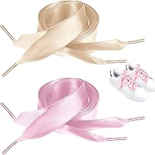 2 Paar Satinband Schnürsenkel, Flache Satinband Schnürsenkel, Weiche Seiden Schnürsenkel, Breite Ribbon Schuhbänder aus Satin Geeignet, Flache Schnürsenkel für Sportschuhe