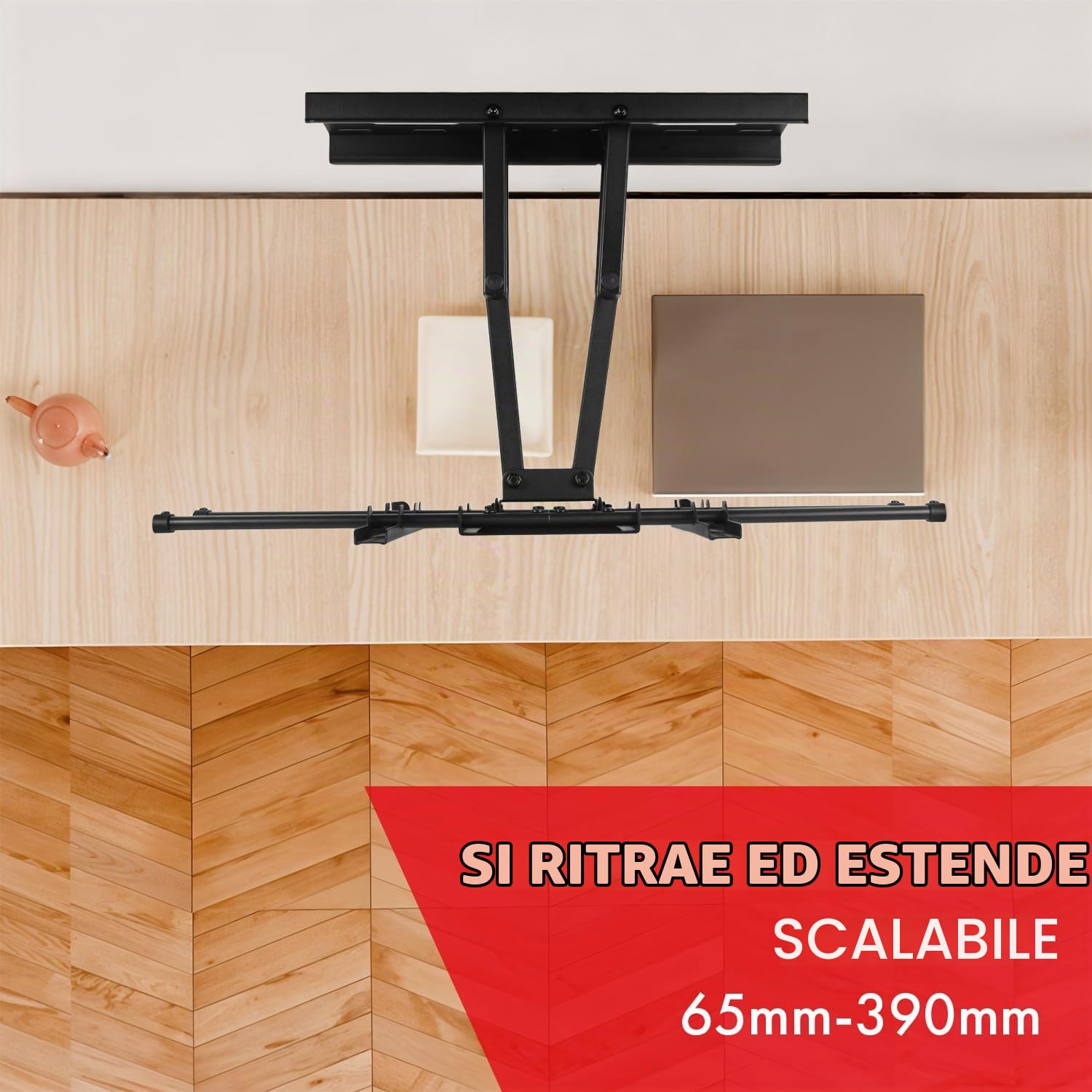 Maclean Supporto da parete per TV da 32 a 85", inclinabile e orientabile, portata fino a 60 kg, distanza dalla parete 65 – 390 mm, VESA 200 x 100 – 600 x 400 cm, per OLED QLED LCD, con livella a bolla