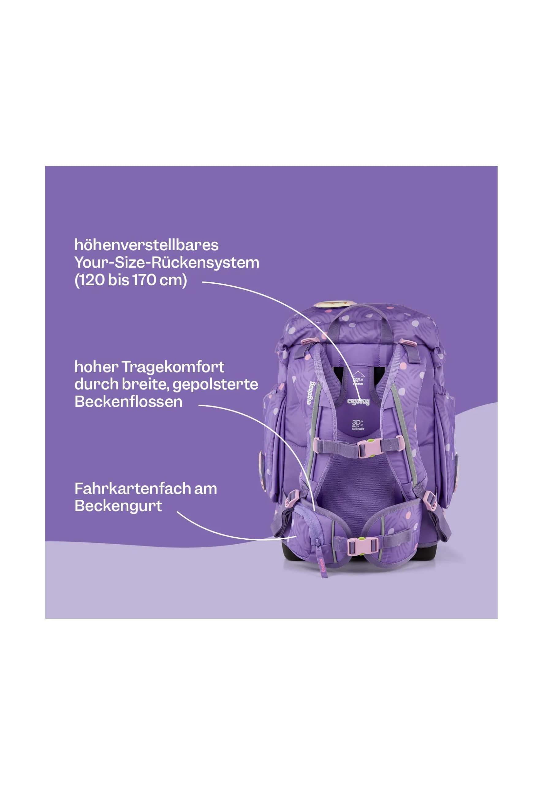 ergobag Schulranzen-Set Maxi Set Bundle PonyBäradies - Lavendel
