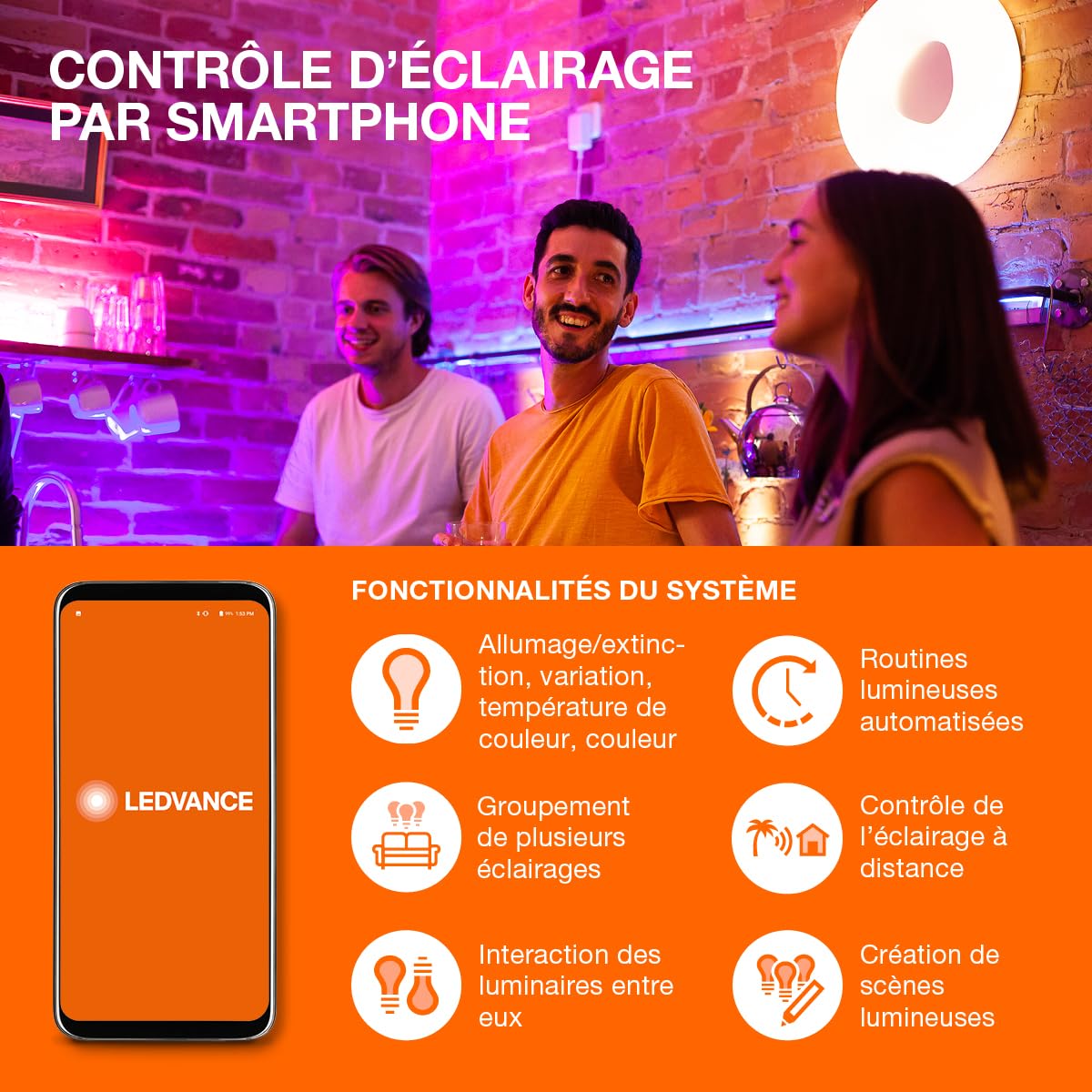 LEDVANCE Dalle LED SMART+ WiFi, blanc, 24W, 2500lm, lumière blanche réglable, dimmable, 2700 à 6500K, éclairage principal cadre et zone, contrôlable par application, compatible Amazon, Google, etc.