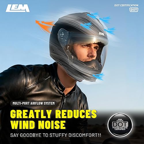 Miniatura 8 de LEM Cascos modulares de motocicleta para adultos, cascos de motocicleta de cara completa para hombres, protector de barbilla desmontable, aprobado