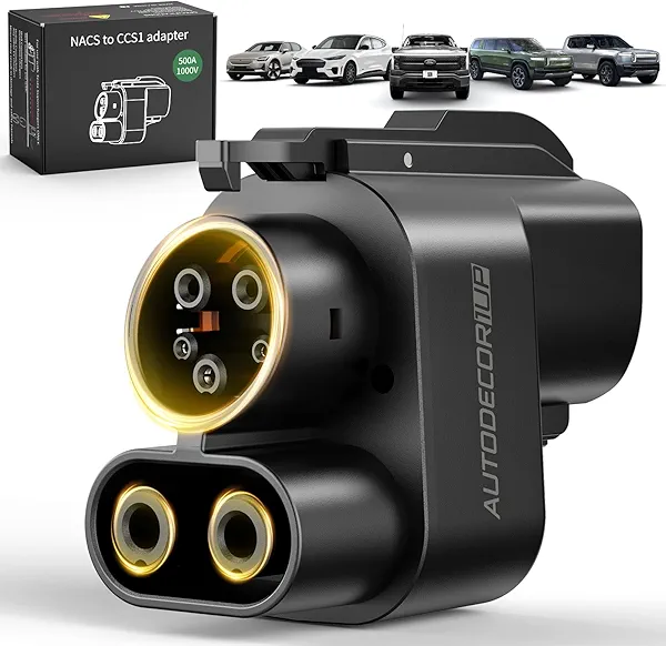 Autodecor 1Up NACS to CCS Adapter, 500A/1000V fit for V3/V4 Tesla Supercharger, Nacs DC Adapter Compatible with Ford, Rivian, GM, Volvo, Polestar, Nissan, Mercedes-Benz, Hyundai, Lucid, Kia, Genesis