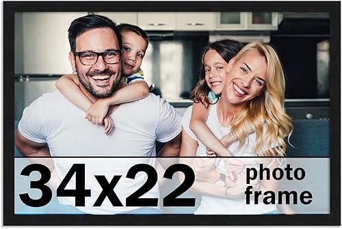 Marco de fotos negro de 34 x 22 pulgadas, marco de fotos completo y moderno, incluye protector frontal de acrílico UV, tablero de respaldo de espuma