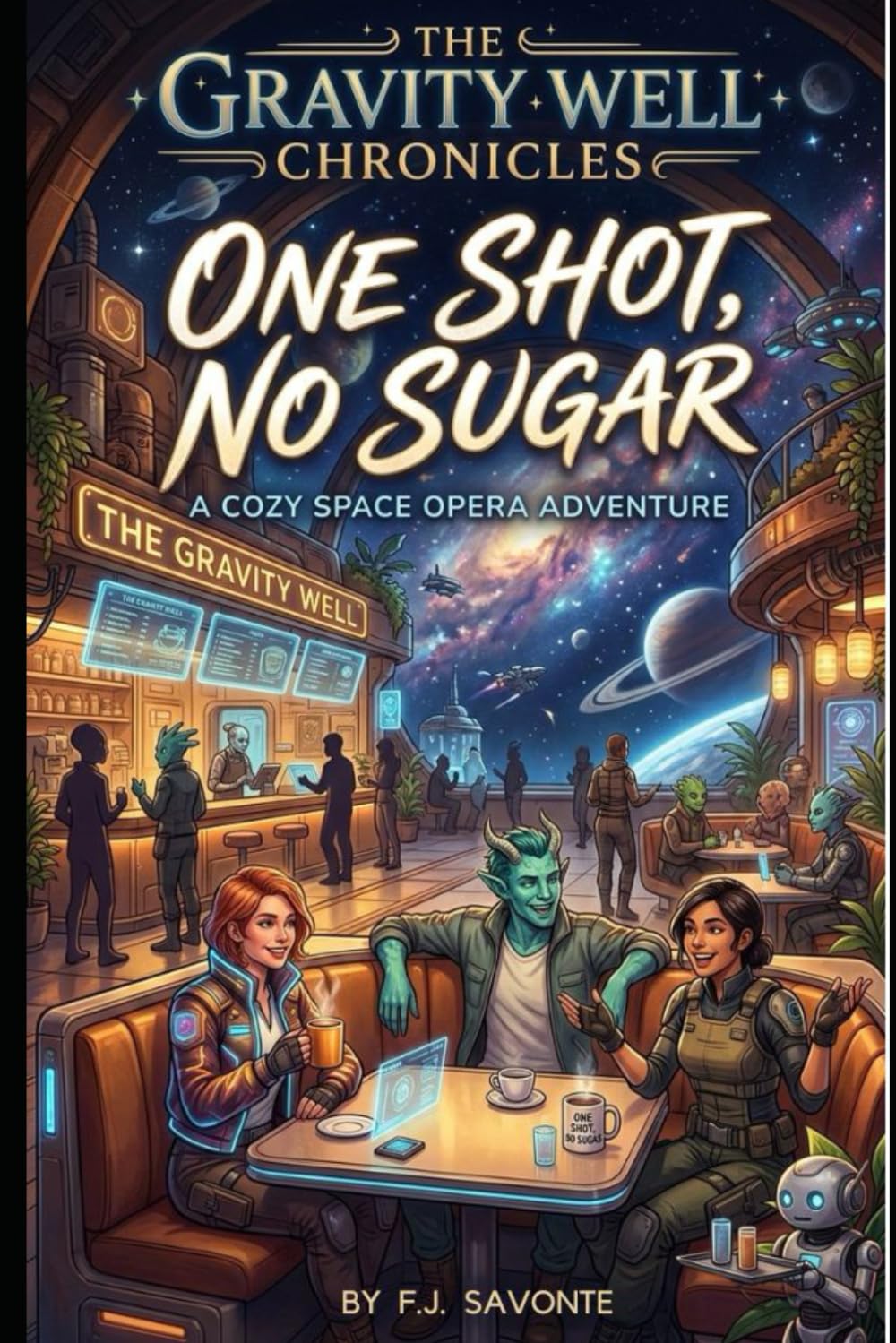 The Gravity Well Chronicles: One Shot, No Sugar: A Cozy Space Opera About a Café on a Remote Space Station, Alien Diplomacy, Found Family, and Slow-Burn Romance