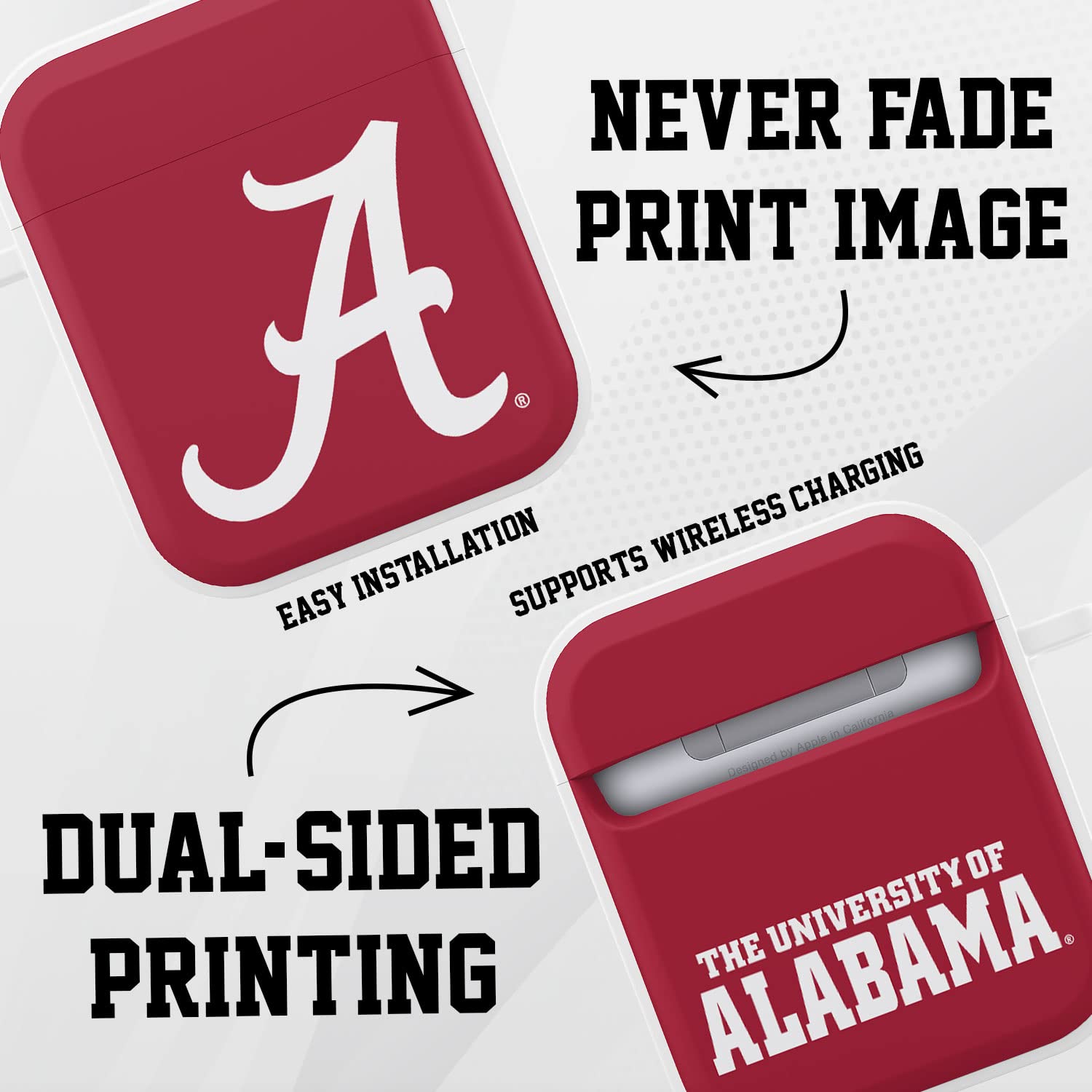 AFFINITY BANDS Alabama Crimson Tide HDX Case Cover Compatible with Apple AirPods Gen 1 & 2 (Classic)