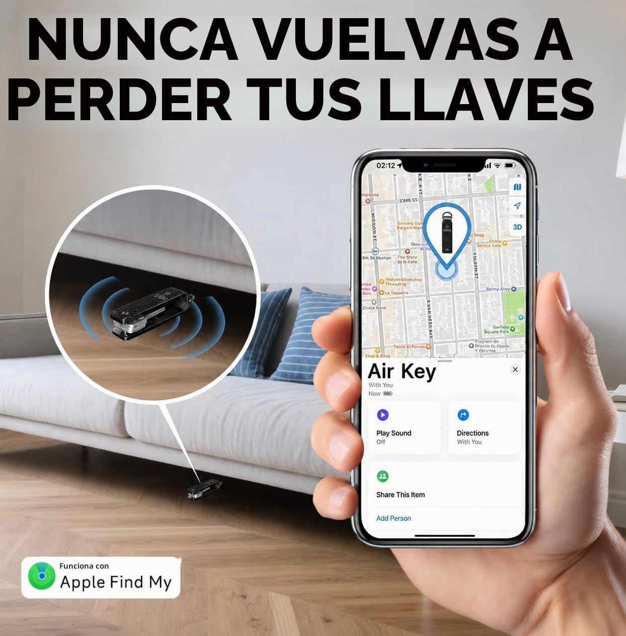 Air Key Organizador de llaves para hasta 4 llaves, compatible con Apple Find My, con función de búsqueda Bluetooth y señal acústica (Verde)