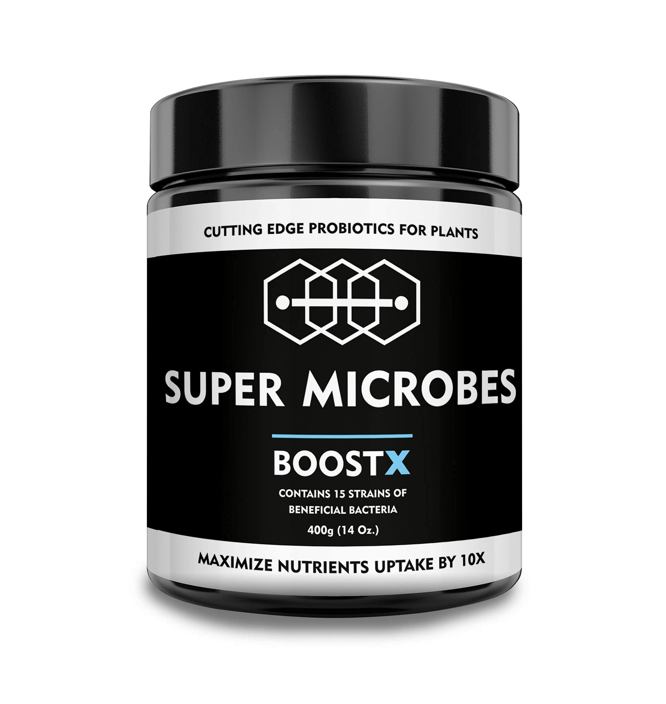 BoostX - Fertilizzante per piante verdi premium | Appositamente formulato per piante da fiore e in erba | Contiene 16 microbi benefici inclusi i batteri che fissano l'azoto 400g