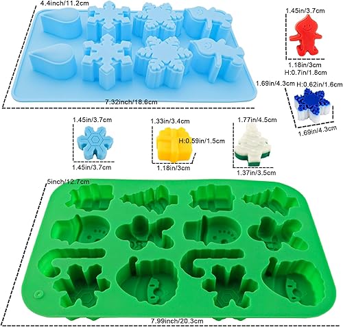 Miniatura 3 de Moldes de silicona para chocolate de Navidad, 5 unidades, árboles de Navidad, calcetines de copo de nieve, campanas, hombre de jengibre, moldes para