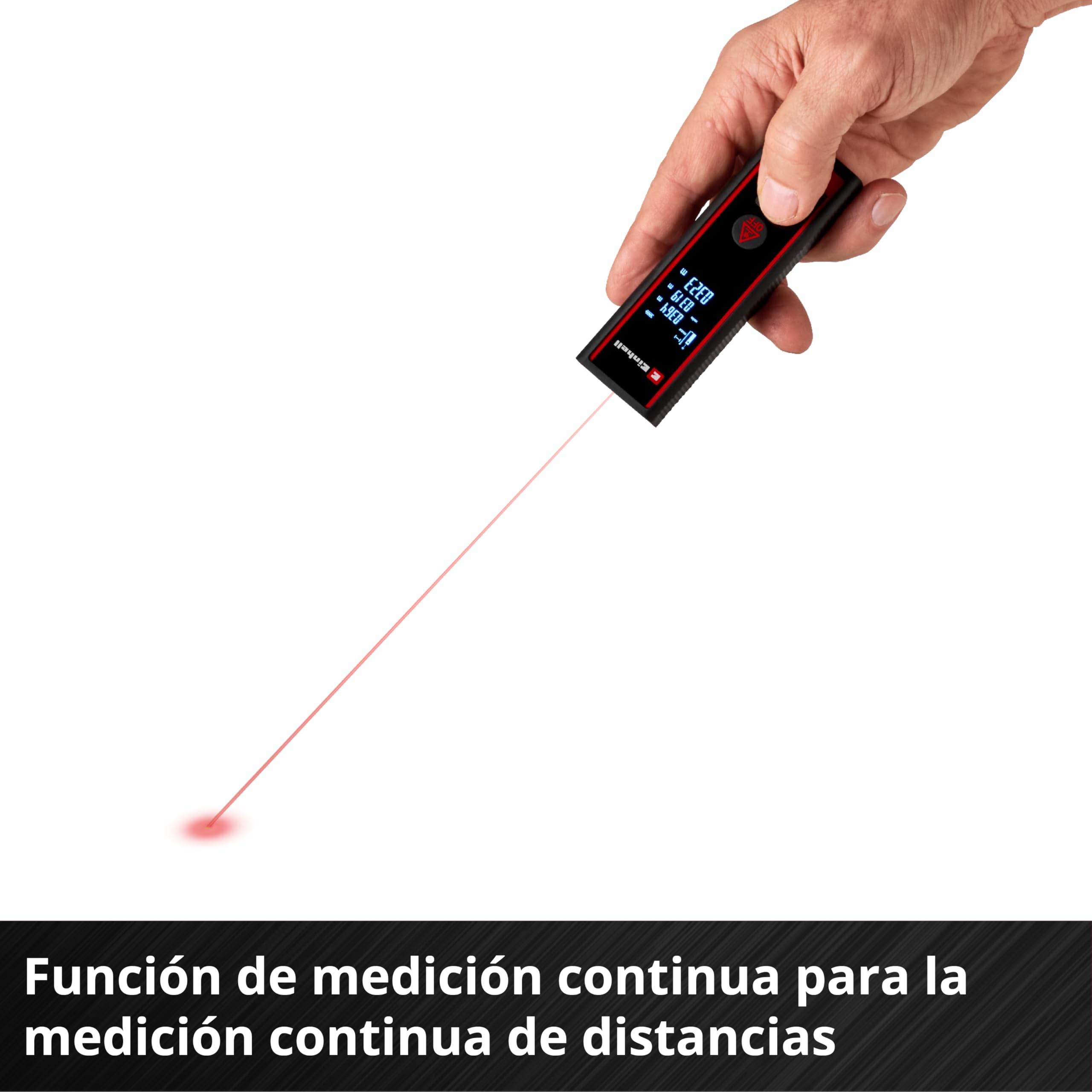 Einhell telémetro láser TC-LD 40 R (40 m máx. rango de medición, modos de medición de distancia, superficie, volumen, medición continua, pantalla LCD, apagado automático, bolsa, sin baterías)