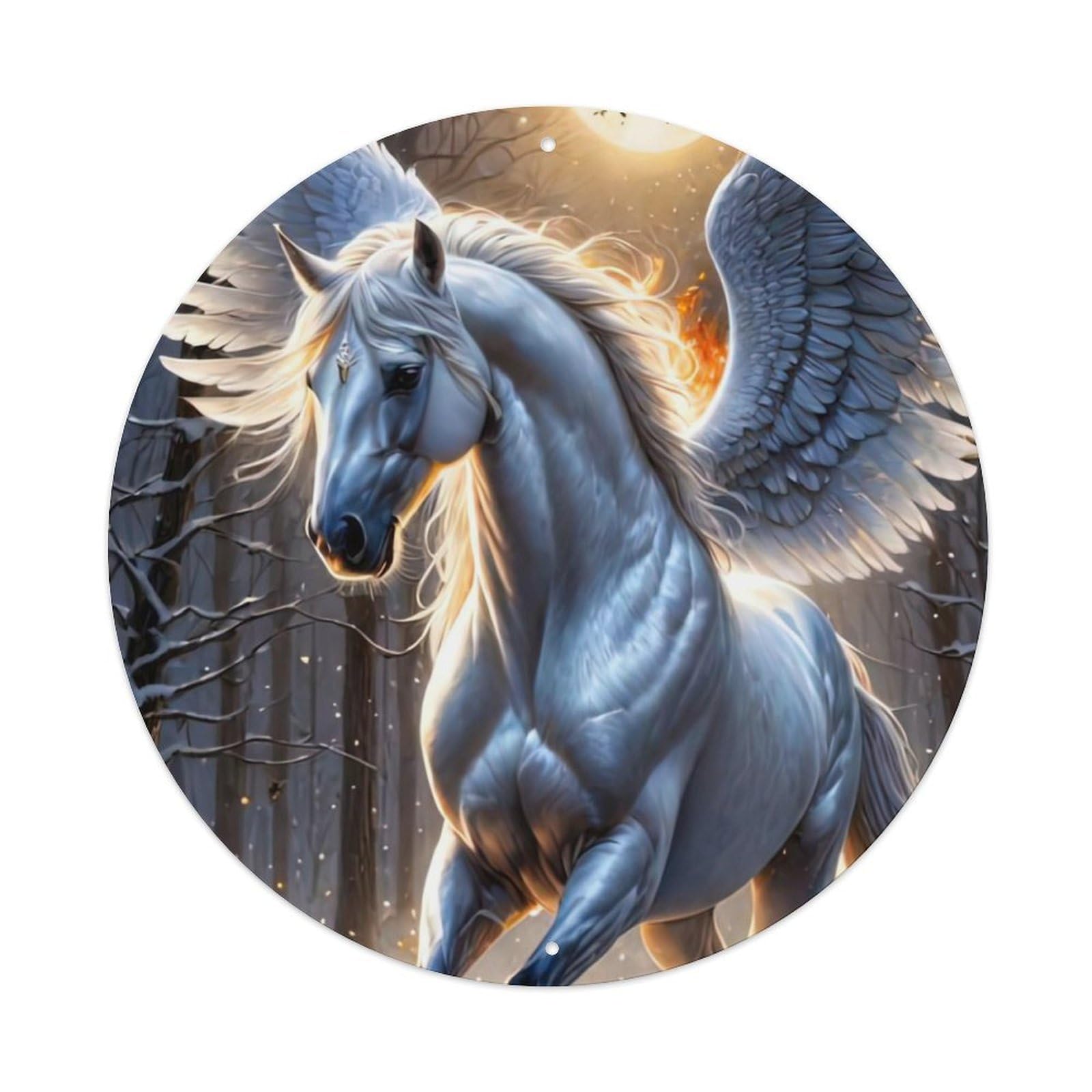 Animal White Horse in The Snow Metal Tin Sign