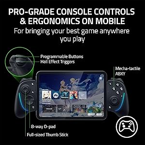 Razer Kishi Ultra Gaming Controller for Android, iPhone 15 & 16 Series, iPad Mini A17 Pro & 6 (USB C): Pro Controls - Ergonomic Grip - Stream PC, Xbox, PS5 Games on Mobile, Phone, Tablet - Chroma RGB