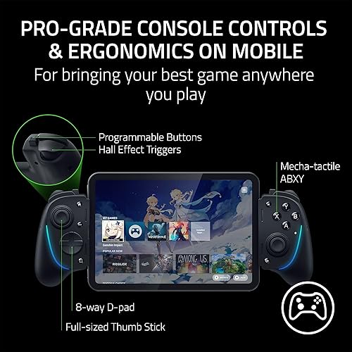 Vista 4 de Razer Kishi Ultra Controlador de Juegos para Android, iPhone 15 y 16 Serie, iPad Mini A17 Pro y 6 (USB C): Controles Profesionales - Agarre